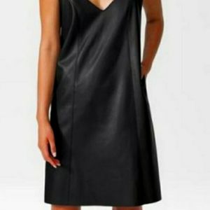 Universal Standard Womens Black Pomona Hen Faux Leather Slip Dress Size 18